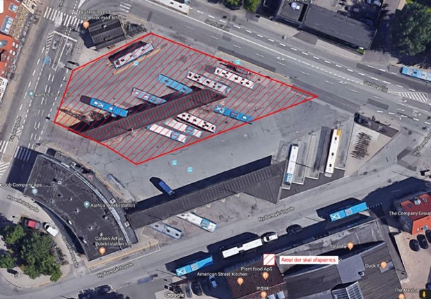 Store dele af Aarhus Rutebilstation er afspærret Store dele af Aarhus Rutebilstation er afspærret
